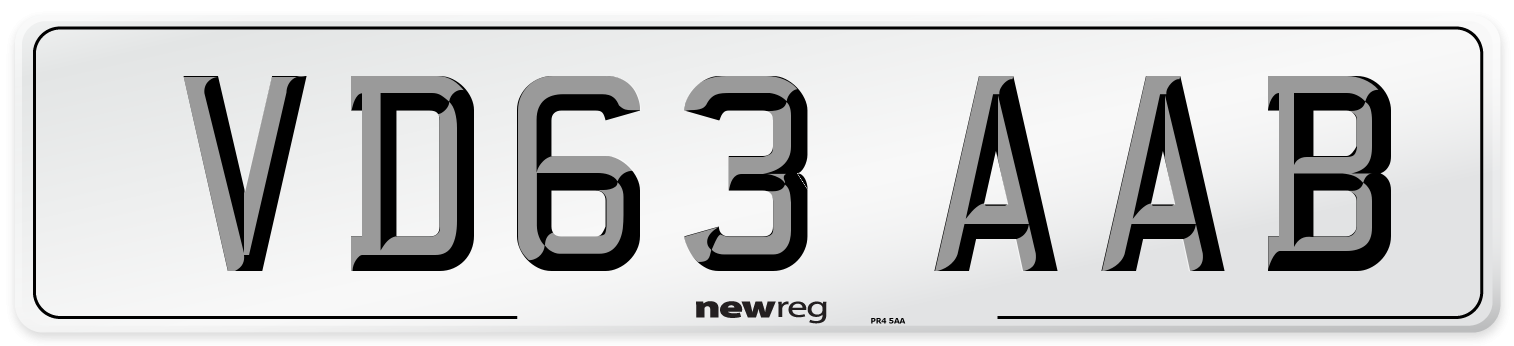 VD63 AAB Number Plate from New Reg